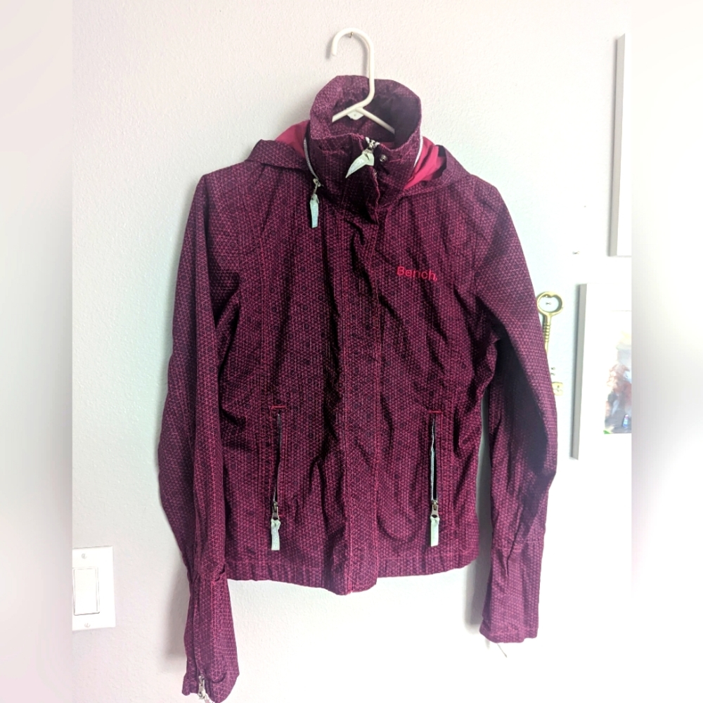 Bench hooded jacket fusia and pink  size L kids pattern Windbreaker